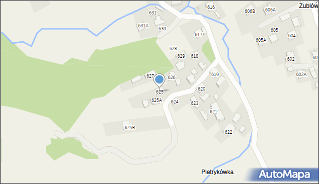 Przysietnica, Przysietnica, 625, mapa Przysietnica