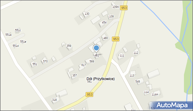 Przytkowice, Przytkowice, 481, mapa Przytkowice