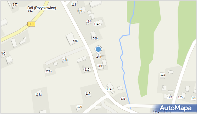 Przytkowice, Przytkowice, 493, mapa Przytkowice