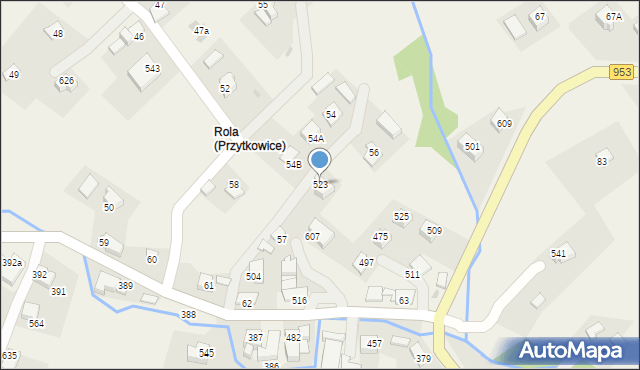 Przytkowice, Przytkowice, 523, mapa Przytkowice