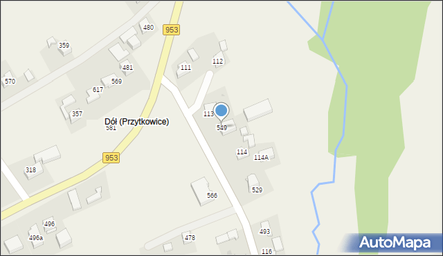 Przytkowice, Przytkowice, 549, mapa Przytkowice