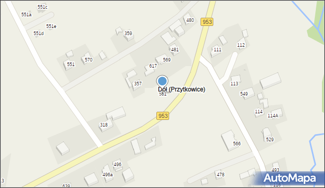 Przytkowice, Przytkowice, 581, mapa Przytkowice