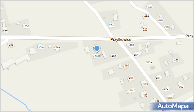 Przytkowice, Przytkowice, 598, mapa Przytkowice