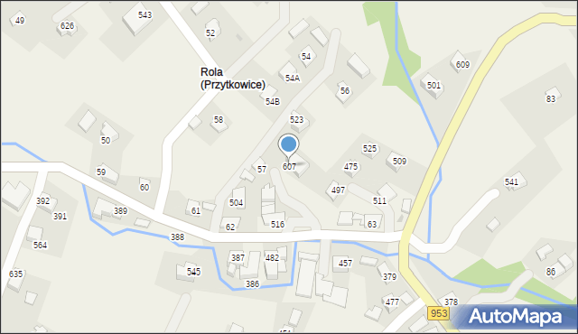 Przytkowice, Przytkowice, 607, mapa Przytkowice