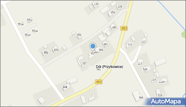 Przytkowice, Przytkowice, 617, mapa Przytkowice