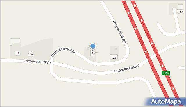 Przywieczerzyn, Przywieczerzyn, 13, mapa Przywieczerzyn