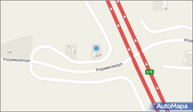 Przywieczerzyn, Przywieczerzyn, 14, mapa Przywieczerzyn