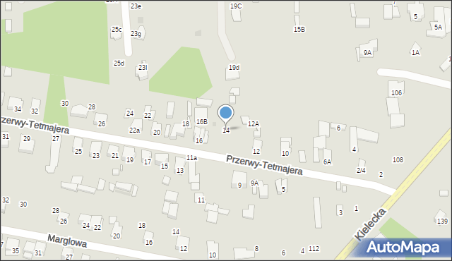 Radom, Przerwy-Tetmajera Kazimierza, 14, mapa Radomia