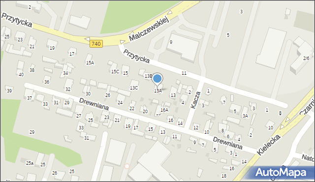 Radom, Przytycka, 13A, mapa Radomia