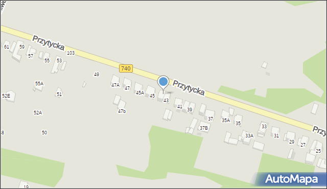 Radom, Przytycka, 43A, mapa Radomia