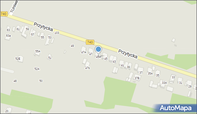 Radom, Przytycka, 45A, mapa Radomia