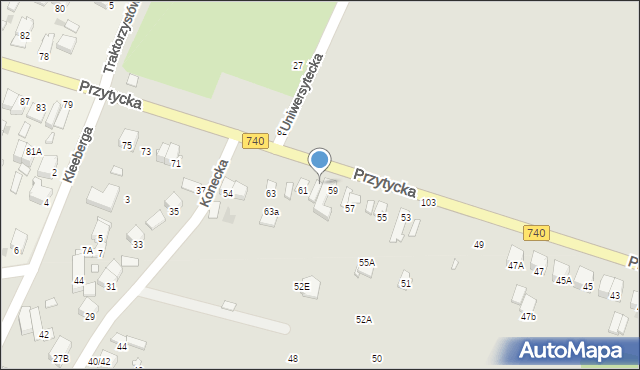 Radom, Przytycka, 61a, mapa Radomia