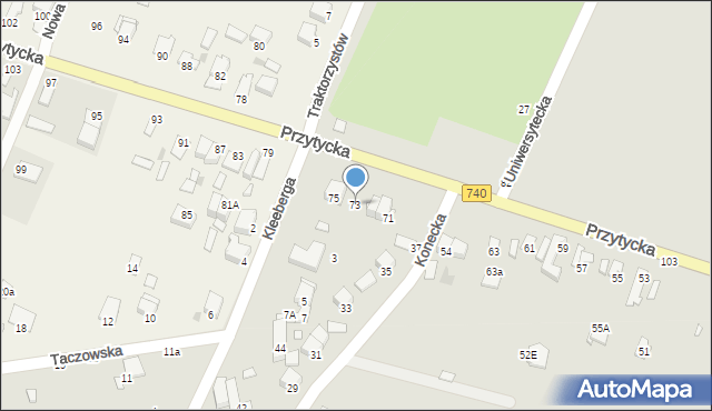 Radom, Przytycka, 73, mapa Radomia