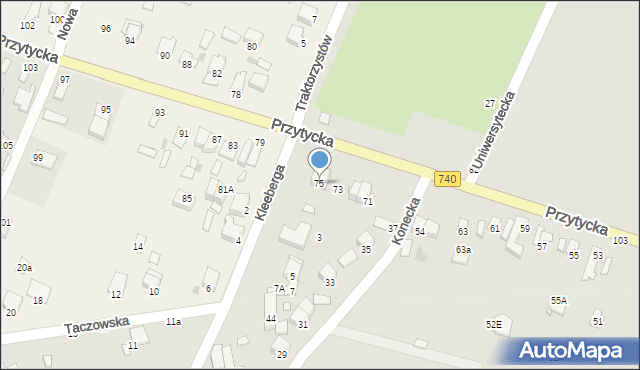 Radom, Przytycka, 75, mapa Radomia