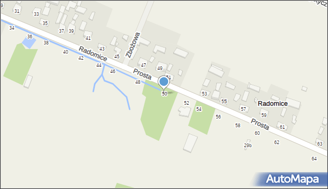 Radomice, Prosta, 50, mapa Radomice