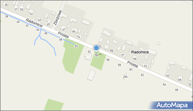 Radomice, Prosta, 54, mapa Radomice