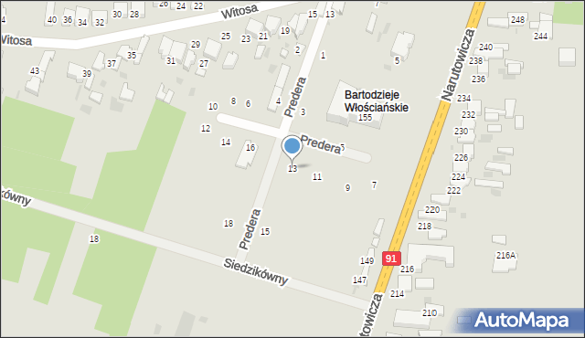 Radomsko, Predera Bronisława, ks., 13, mapa Radomsko