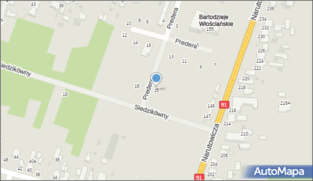 Radomsko, Predera Bronisława, ks., 15, mapa Radomsko