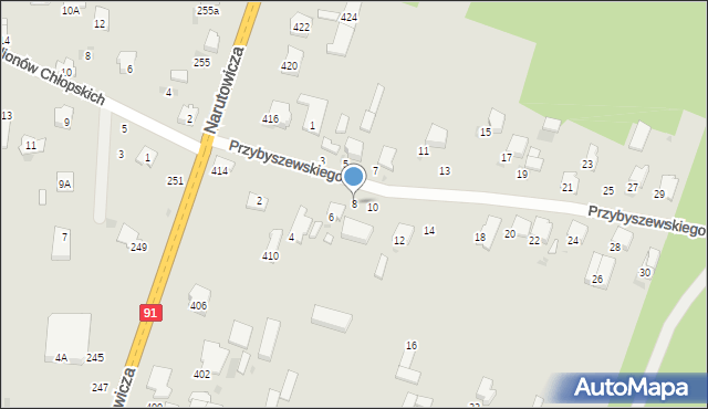 Radomsko, Przybyszewskiego Stanisława, 8, mapa Radomsko