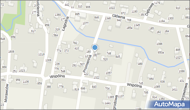 Radziechowy, Promienna, 181, mapa Radziechowy