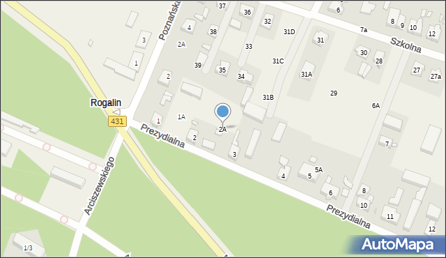 Rogalin, Prezydialna, 2A, mapa Rogalin