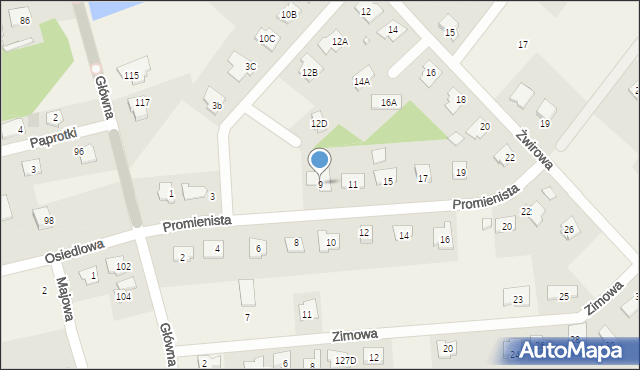 Rusiec, Promienista, 9, mapa Rusiec