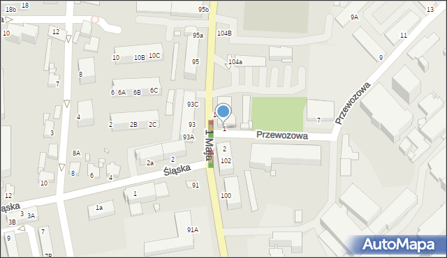 Rybnik, Przewozowa, 1, mapa Rybnika