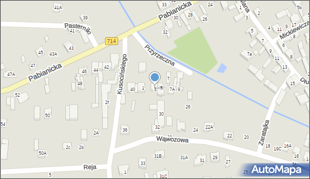 Rzgów, Przyrzeczna, 3, mapa Rzgów