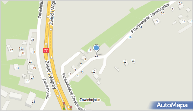 Sandomierz, Przedmieście Zawichojskie, 13, mapa Sandomierza