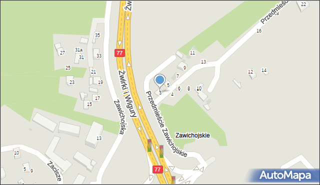 Sandomierz, Przedmieście Zawichojskie, 3, mapa Sandomierza