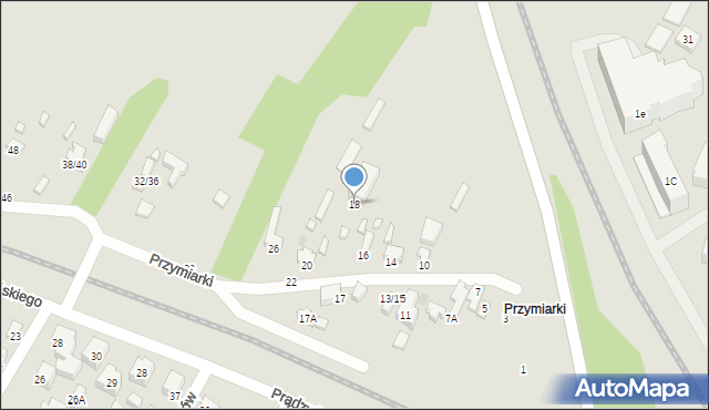 Siedlce, Przymiarki, 18, mapa Siedlce