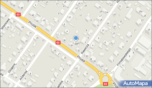 Siedlce, Prusa Bolesława, 34A, mapa Siedlce