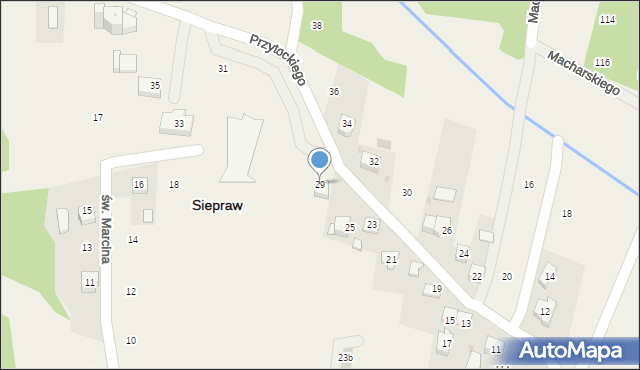 Siepraw, Przytockiego Jana, ks., 29, mapa Siepraw