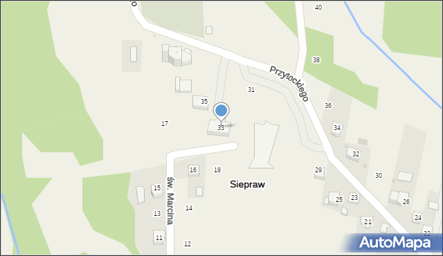 Siepraw, Przytockiego Jana, ks., 33, mapa Siepraw