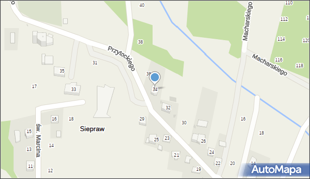 Siepraw, Przytockiego Jana, ks., 34, mapa Siepraw