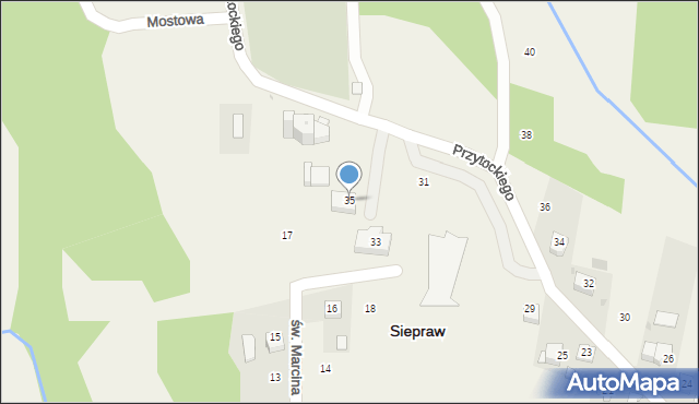 Siepraw, Przytockiego Jana, ks., 35, mapa Siepraw