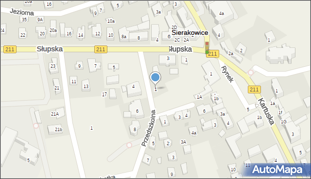 Sierakowice, Przedszkolna, 1, mapa Sierakowice