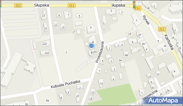 Sierakowice, Przedszkolna, 8, mapa Sierakowice