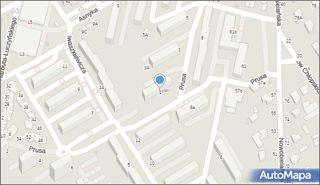 Skierniewice, Prusa Bolesława, 1, mapa Skierniewic