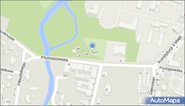 Skierniewice, Prymasowska, 17d, mapa Skierniewic