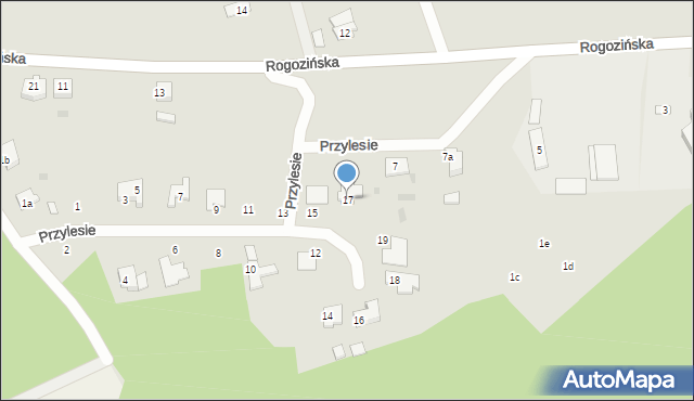 Skoki, Przylesie, 17, mapa Skoki