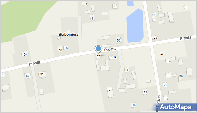 Słabomierz, Prosta, 55, mapa Słabomierz