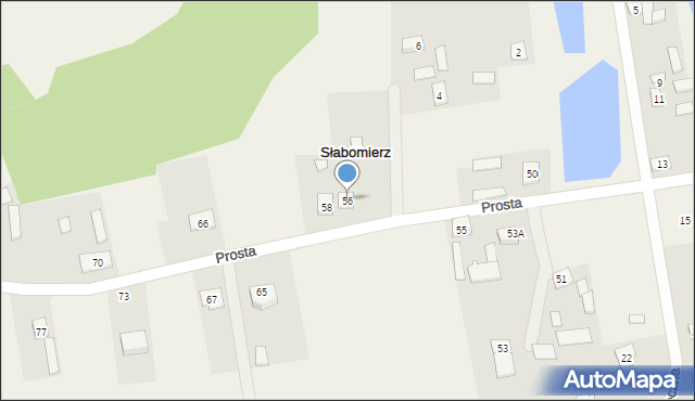 Słabomierz, Prosta, 56, mapa Słabomierz