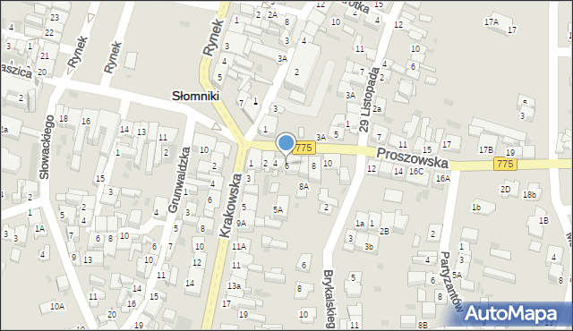 Słomniki, Proszowska, 6, mapa Słomniki