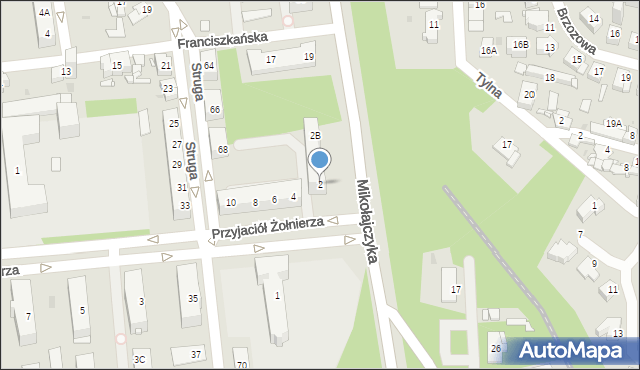 Sosnowiec, Przyjaciół Żołnierza, 2, mapa Sosnowca