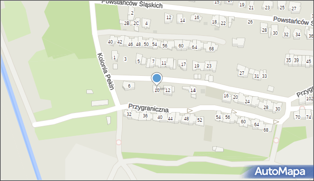 Sosnowiec, Przygraniczna, 10, mapa Sosnowca