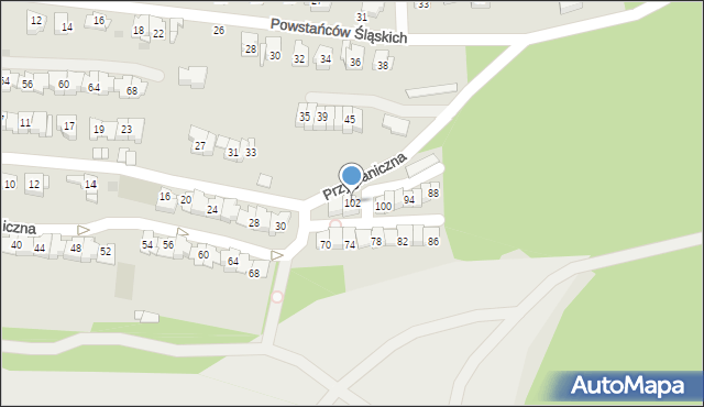 Sosnowiec, Przygraniczna, 102, mapa Sosnowca