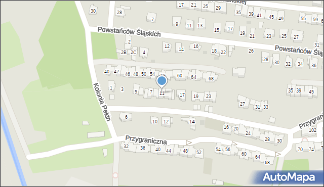 Sosnowiec, Przygraniczna, 11, mapa Sosnowca