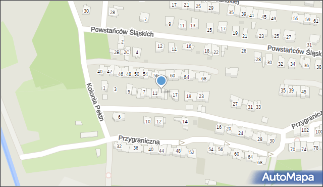 Sosnowiec, Przygraniczna, 13, mapa Sosnowca