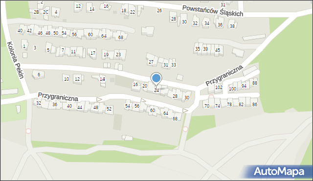 Sosnowiec, Przygraniczna, 24, mapa Sosnowca